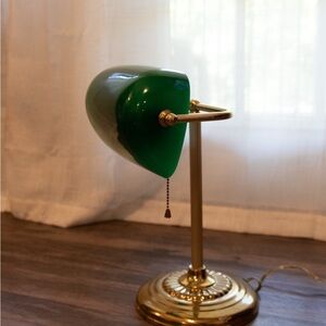 Vintage Green and Gold Bankers Lamp